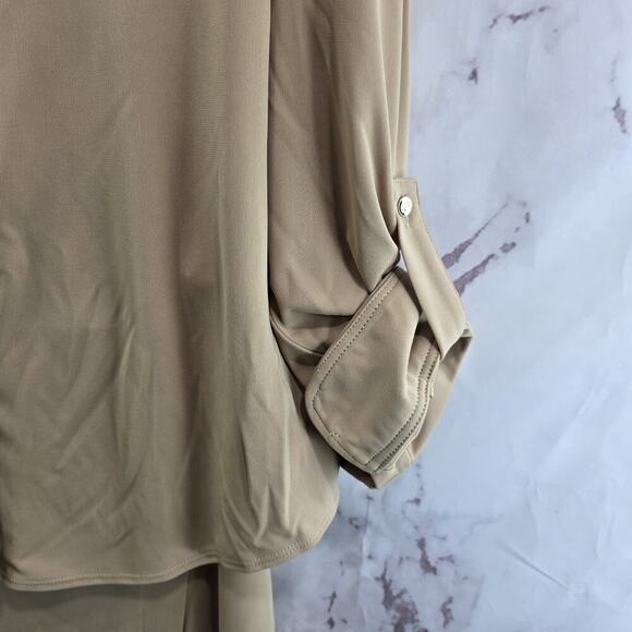 LRL Ralph Lauren Skirt Set Womens XL 2X Tan Beige Button Up Outfit Two Piece - Picture 5 of 16